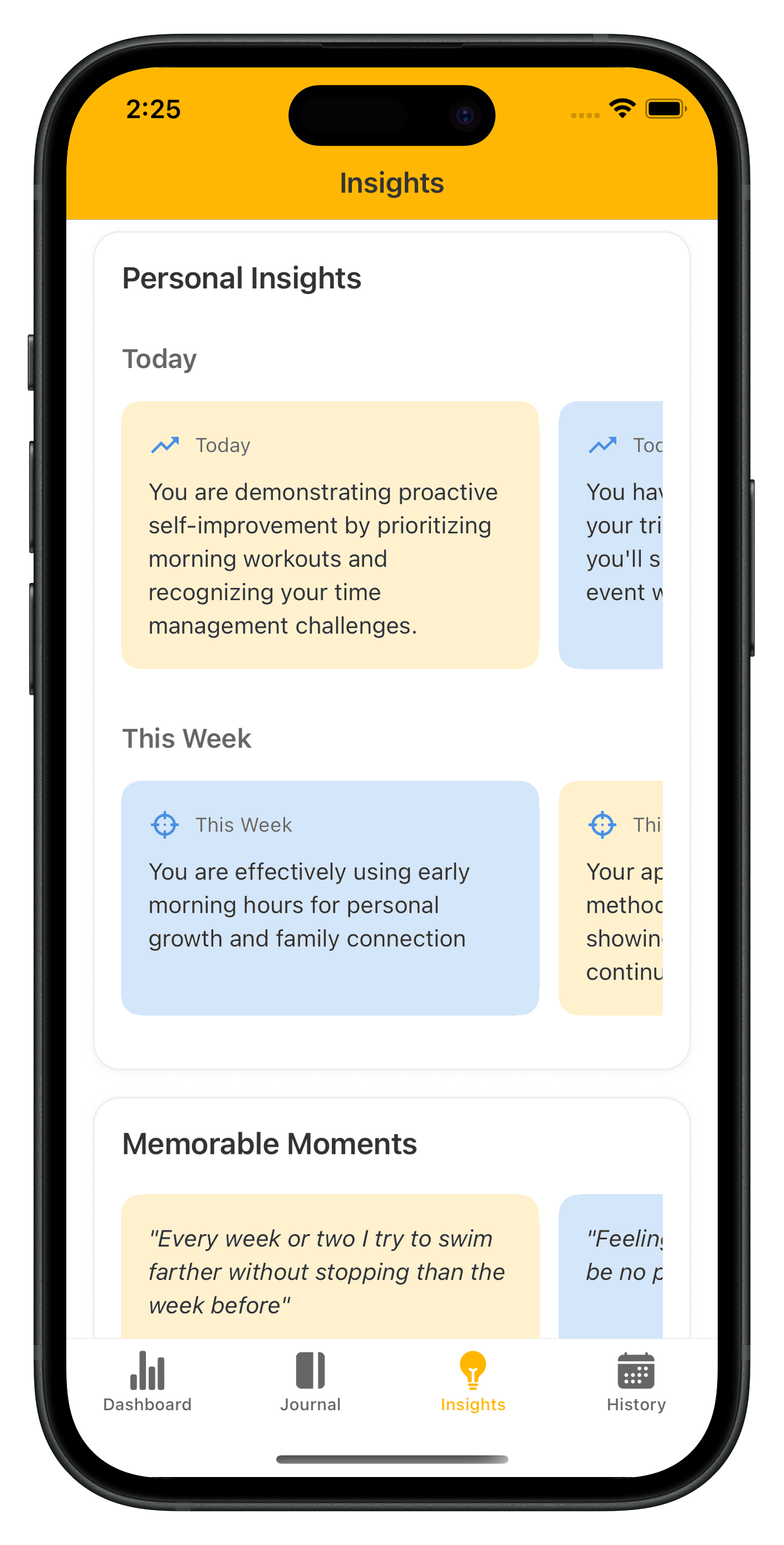 Daily 3 iPhone App - Insights